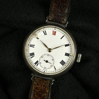 Longines Trench Style Watch with Anonymous Silver Enamel Dial - Longines Signed Movement - c.1926