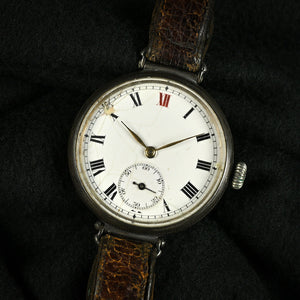 Longines Trench Style Watch with Anonymous Silver Enamel Dial - Longines Signed Movement - c.1926