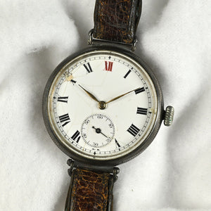 Longines Trench Style Watch with Anonymous Silver Enamel Dial - Longines Signed Movement - c.1926