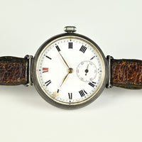 Longines Trench Style Watch with Anonymous Silver Enamel Dial - Longines Signed Movement - c.1926