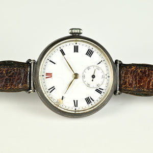 Longines Trench Style Watch with Anonymous Silver Enamel Dial - Longines Signed Movement - c.1926