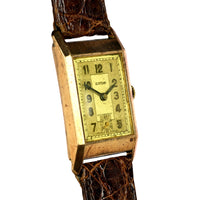 Eros 9k Gold Tank Cased Watch - Art Deco Style - 1941 Christmas Inscription - Hallmarked c.1939