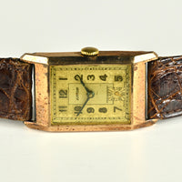 Eros 9k Gold Tank Cased Watch - Art Deco Style - 1941 Christmas Inscription - Hallmarked c.1939