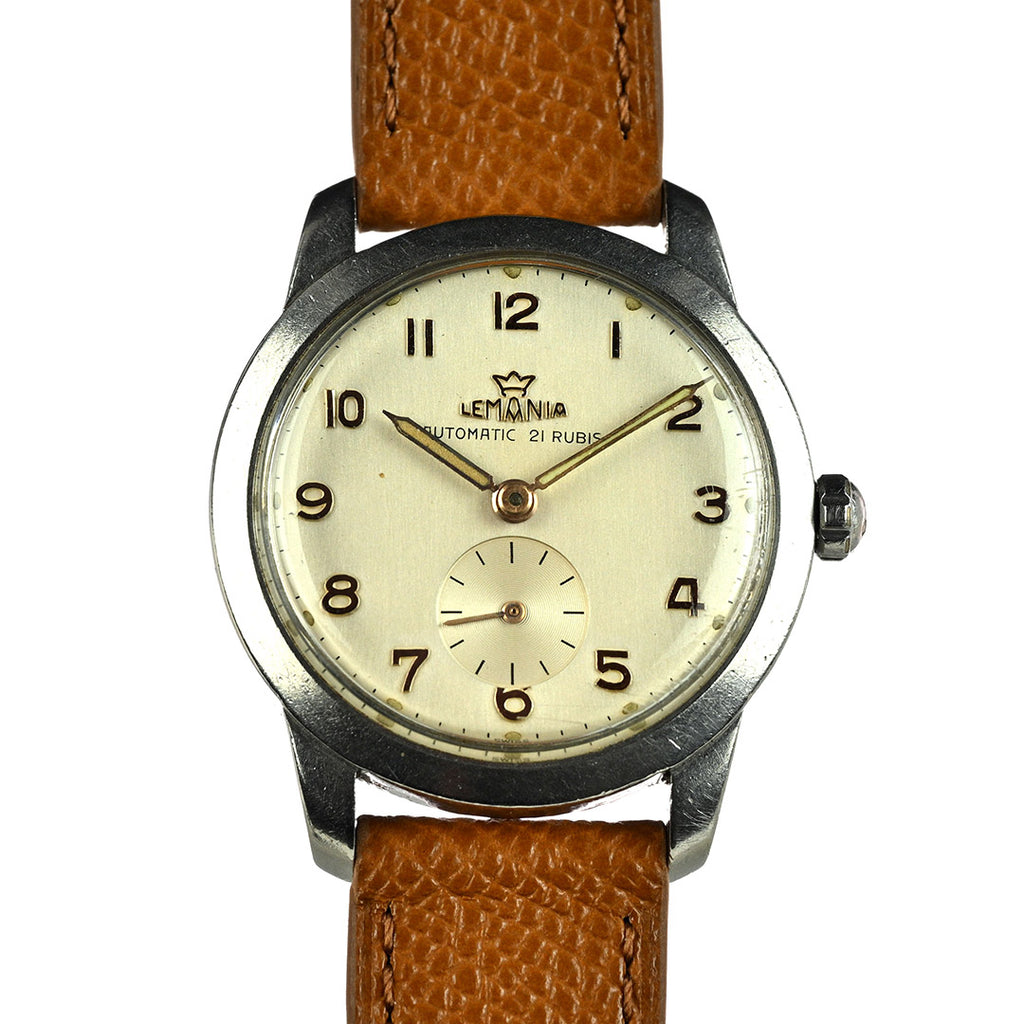 Lemania Automatic Military Style Watch - Stainless Steel - Original Condition - c.1950s