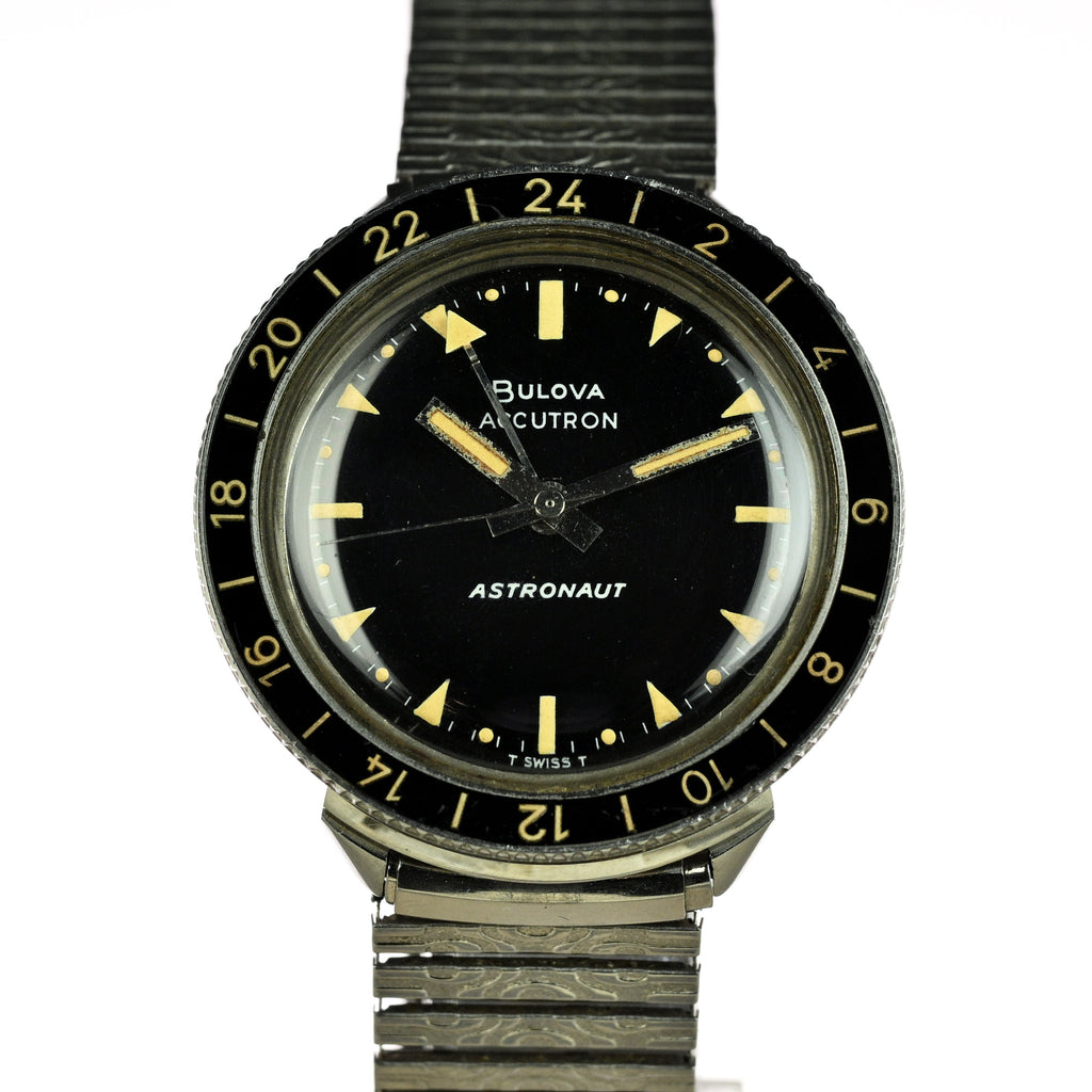 Bulova Accutron Astronaut with Black 24 hr Bezel - Mint Condition - Box, Papers and Original Purchase Receipt -1983