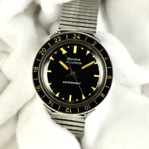 Bulova Accutron Astronaut with Black 24 hr Bezel - Mint Condition - Box, Papers and Original Purchase Receipt -1983