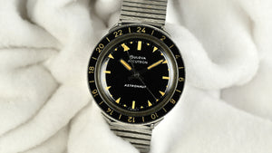 Bulova Accutron Astronaut with Black 24 hr Bezel - Mint Condition - Box, Papers and Original Purchase Receipt -1983
