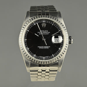 Rolex Datejust Reference 16220 - Black Dial - Box and Papers