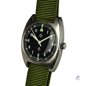A 1976 Lost Navi Cushion Cased Watch RAF Issued Case Back Markings: 6BB 6645 99 5238290 370/76 Vintage Watch Specialist
