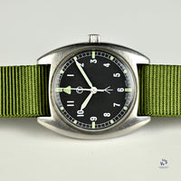 A 1976 Lost Navi Cushion Cased Watch RAF Issued Case Back Markings: 6BB 6645 99 5238290 370/76 Vintage Watch Specialist