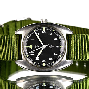 A 1976 Lost Navi Cushion Cased Watch RAF Issued Case Back Markings: 6BB 6645 99 5238290 370/76 Vintage Watch Specialist