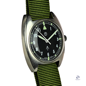 A 1976 Lost Navi Cushion Cased Watch RAF Issued Case Back Markings: 6BB 6645 99 5238290 370/76 Vintage Watch Specialist