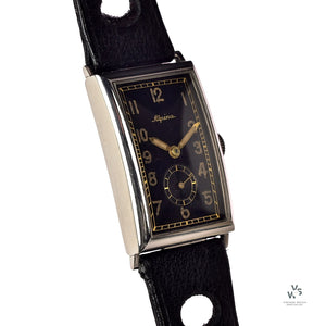 Alpina Art Deco Tank Case - Black Gilt Dial - c.1938 - Vintage Watch Specialist