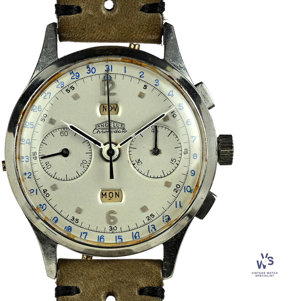 Angelus Chronodato Jumbo Chronograph - Fantastic Condition - c.1940s - Vintage Watch Specialist