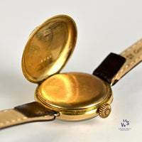 Anonymous Dial 18k Gold Trench Style Watch - Roman Numeral Dial - c.1920s - Vintage Watch Specialist