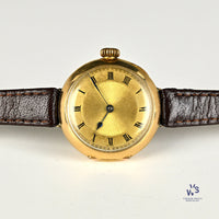 Anonymous Dial 18k Gold Trench Style Watch - Roman Numeral Dial - c.1920s - Vintage Watch Specialist