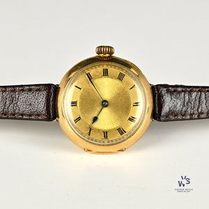 Anonymous Dial 18k Gold Trench Style Watch - Roman Numeral Dial - c.1920s - Vintage Watch Specialist