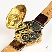 Anonymous Dial Officers Trench Watch 9k Gold Case Signed ’AK’ c.1915 Vintage Watch Specialist