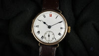 Anonymous Dial Officers Trench Watch 9k Gold Case Signed ’AK’ c.1915 Vintage Watch Specialist