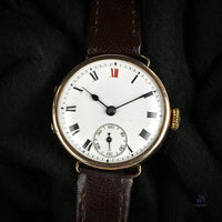 Anonymous Dial Officers Trench Watch 9k Gold Case Signed ’AK’ c.1915 Vintage Watch Specialist