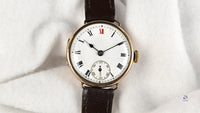 Anonymous Dial Officers Trench Watch 9k Gold Case Signed ’AK’ c.1915 Vintage Watch Specialist