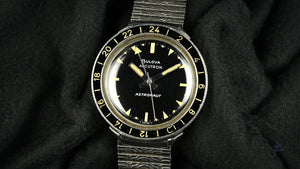 Bulova Accutron Astronaut with Black 24 hr Bezel Mint Condition Box Papers and Original Purchase Receipt 1983 Vintage Watch Specialist