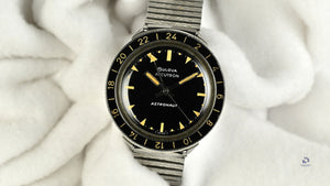 Bulova Accutron Astronaut with Black 24 hr Bezel Mint Condition Box Papers and Original Purchase Receipt 1983 Vintage Watch Specialist