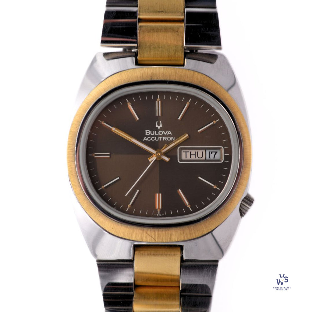 Bulova Accutron - Day Date Reference 557740 Chocolate Quadrants Dial Vintage Watch Specialist