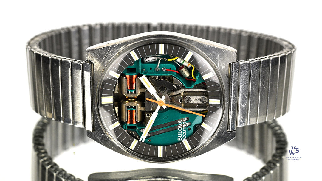 BULOVA ACCUTRON 不動品C85106アンティーク腕時計ジャンク Bulova Accutron Spaceview - Skeleton Dial - Tuning Fork - c.1973