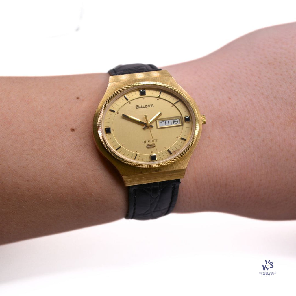 Bulova - Day/Date - Gold Plated Quartz - c.1978 - Vintage Watch Specialist