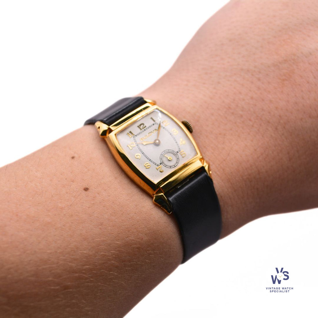 Bulova - Gold Filled Tank Case - Sub-Seconds - Gilt Gloss Dial - circa 1950s - Vintage Watch Specialist