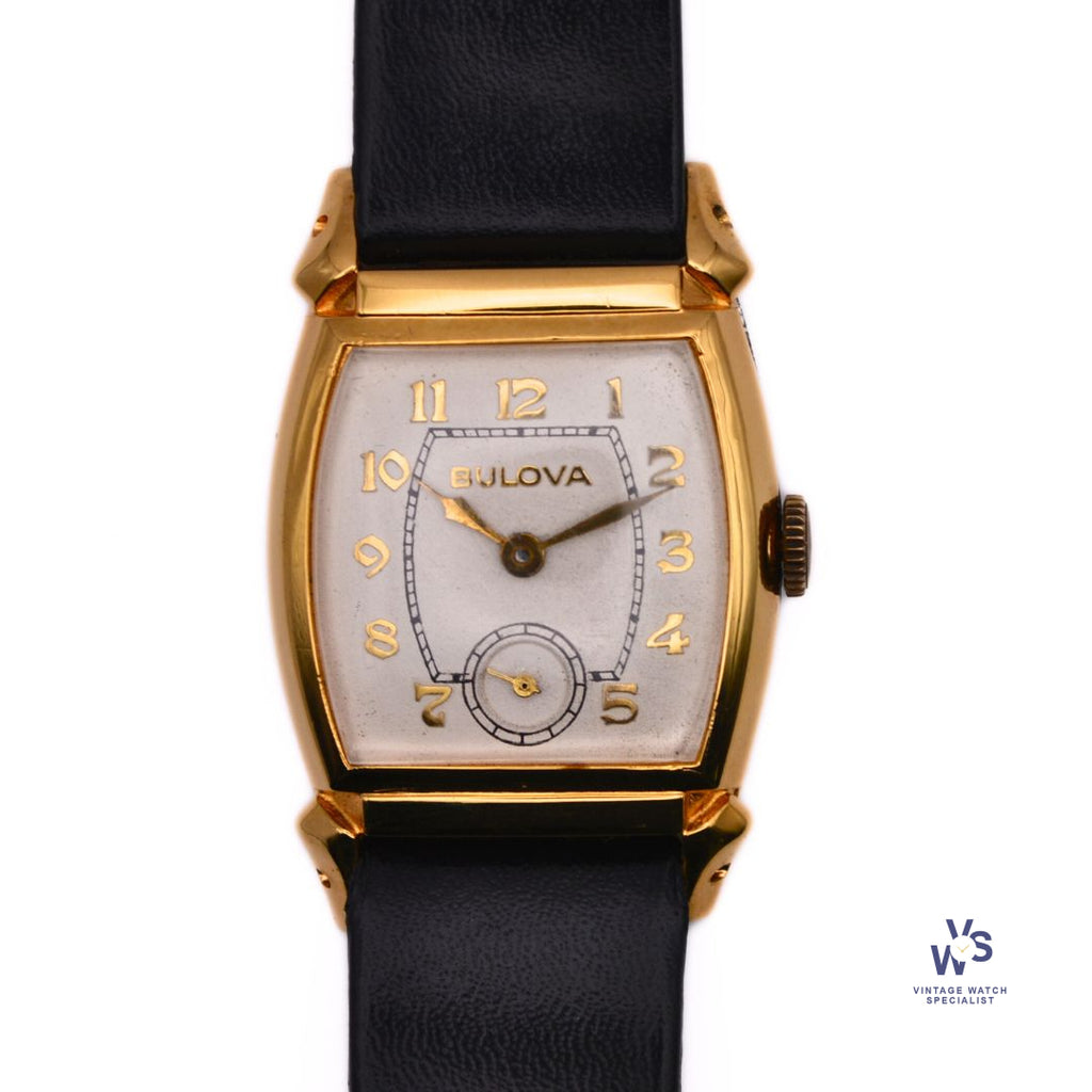 Bulova - Gold Filled Tank Case - Sub-Seconds - Gilt Gloss Dial - circa 1950s - Vintage Watch Specialist