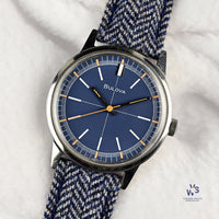 Bulova - Sport Timer Watch - Model Ref: 971 - Beautiful Blue Crosshair Dial - c.1969 - Vintage Watch Specialist