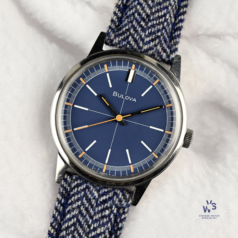 Bulova - Sport Timer Watch - Model Ref: 971 - Beautiful Blue Crosshair Dial - c.1969 - Vintage Watch Specialist