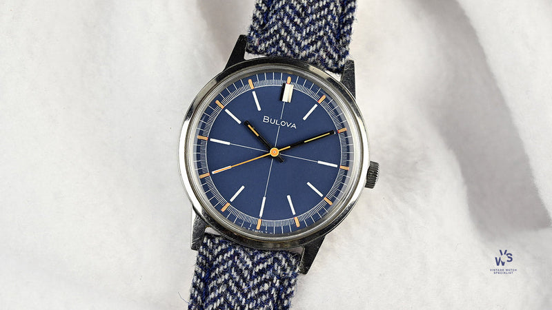 Bulova - Sport Timer Watch - Model Ref: 971 - Beautiful Blue Crosshair Dial - c.1969 - Vintage Watch Specialist