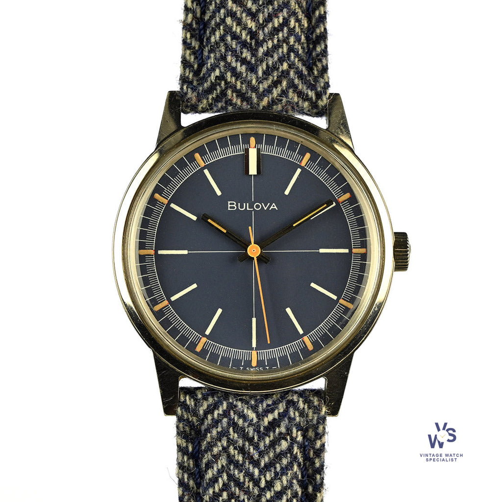 Bulova - Sport Timer Watch - Model Ref: 971 - Beautiful Blue Crosshair Dial - c.1969 - Vintage Watch Specialist