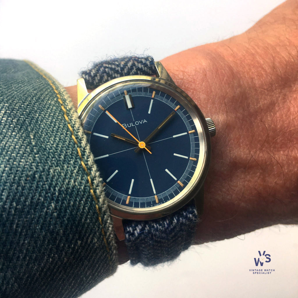 Bulova - Sport Timer Watch - Model Ref: 971 - Beautiful Blue Crosshair Dial - c.1969 - Vintage Watch Specialist