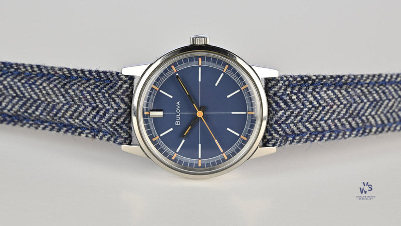 Bulova - Sport Timer Watch - Model Ref: 971 - Beautiful Blue Crosshair Dial - c.1969 - Vintage Watch Specialist