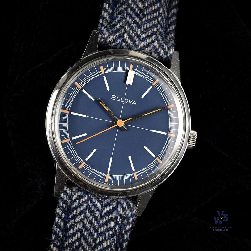 Bulova - Sport Timer Watch - Model Ref: 971 - Beautiful Blue Crosshair Dial - c.1969 - Vintage Watch Specialist
