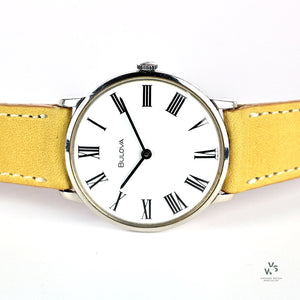 Bulova Vintage Dress Watch - White Roman Dial - c.1969 - Vintage Watch Specialist