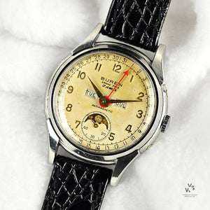 Buren Grand Prix Triple Calendar Moonphase - c.1953 - Vintage Watch Specialist