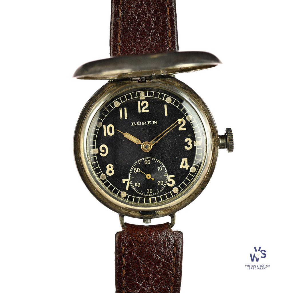 Buren WW1 Military Wristlet (Trench Watch) in a Silver Rolex Marked Case - Hallmarked 1916 - Vintage Watch Specialist