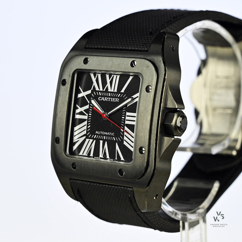 Cartier Santos 100 3774 - Black ALDC Coating - 2018 - Box and Papers - Vintage Watch Specialist