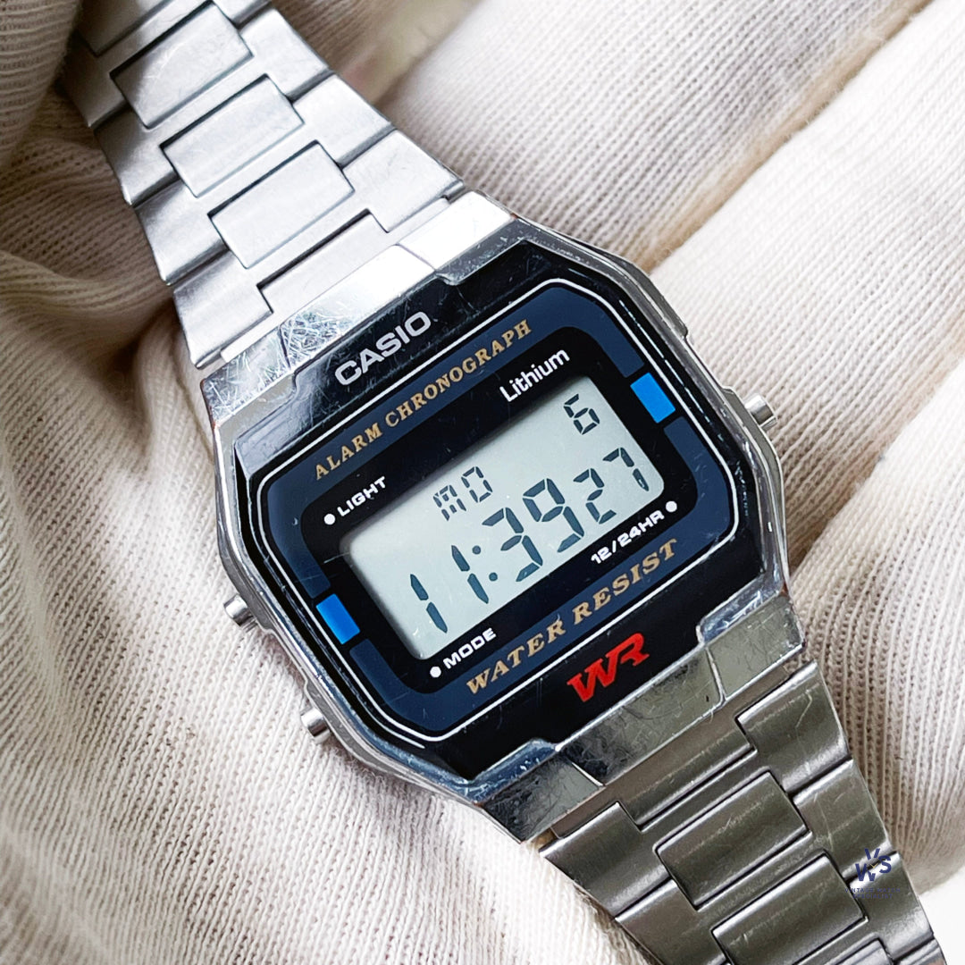 Casio WR Alarm Chrono - Stainless Steel - A163W – Vintage Watch Specialist