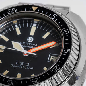 Certina Automatic DS-3 - Black Dial - Well Preserved - Papers - c.1970s - Vintage Watch Specialist
