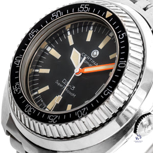 Certina Automatic DS-3 - Black Dial - Well Preserved - Papers - c.1970s - Vintage Watch Specialist