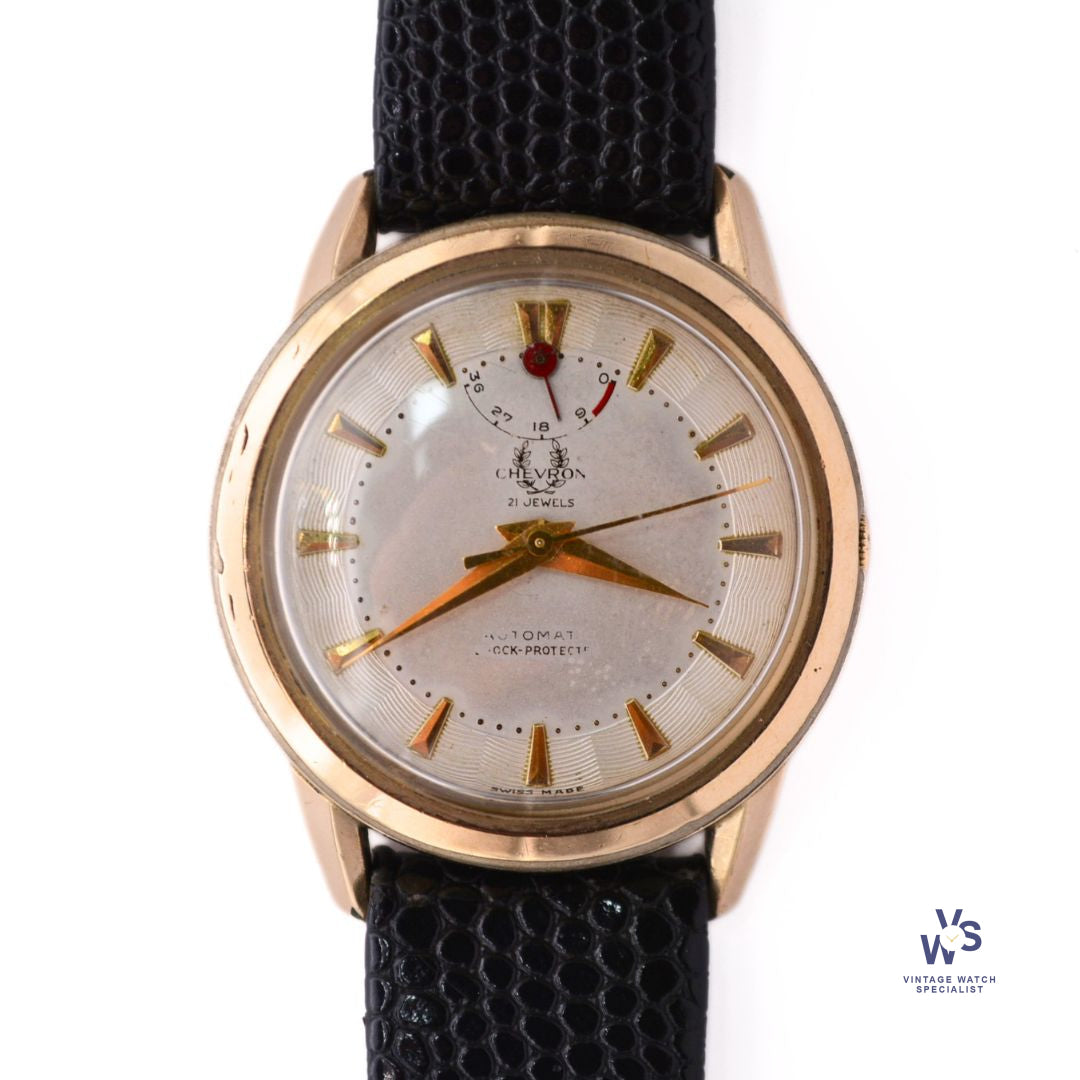 Elegant Vintage Golden Watch with Chevron Band 1959 Solid Gold Rolex Oyster Precision Ref. 6422 with Rare  main image 4
