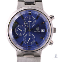 Citizen XC - Chronograph Quartz Sunburst Blue Dial c.1989 Vintage Watch Specialist