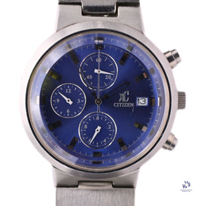 Citizen XC - Chronograph Quartz Sunburst Blue Dial c.1989 Vintage Watch Specialist