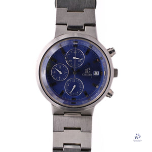 Citizen XC - Chronograph Quartz Sunburst Blue Dial c.1989 Vintage Watch Specialist